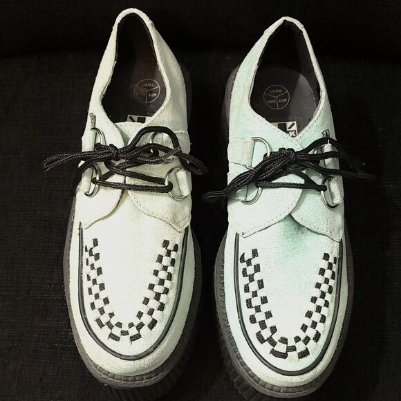 T.U.K. Mint Green Suede Creepers Platform Shoes - Unisex - Picture 1 of 13